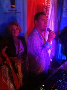 GIFF PR Manager Camilla Larsson presenting a certain Finnish-Hollywood director as DJ.